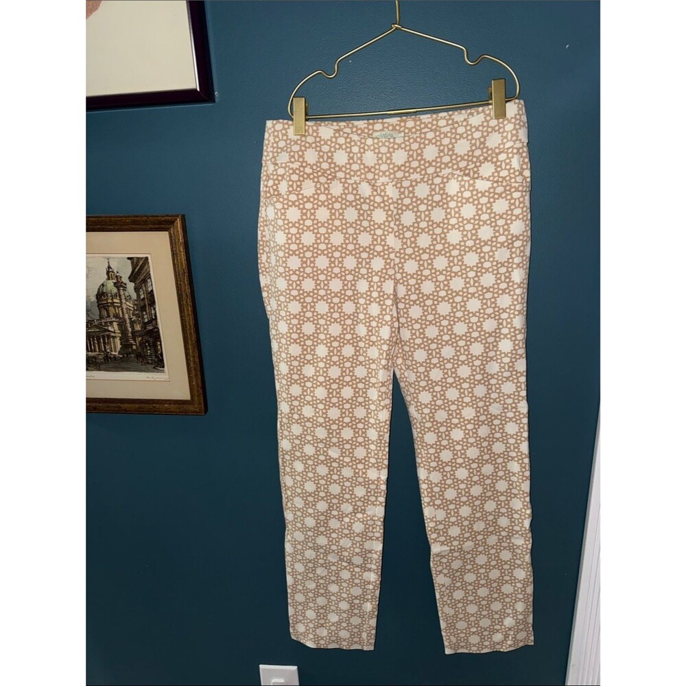 Spartina 449 Beige and White Geometric Floral Straight Leg Pants
